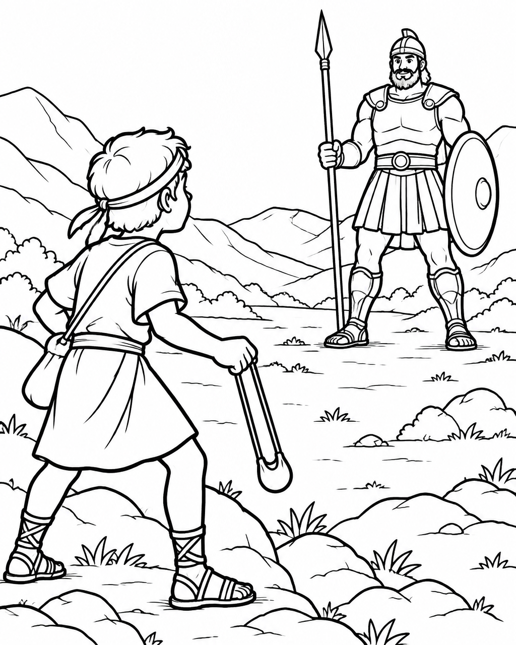 Desenho de Davi e Golias